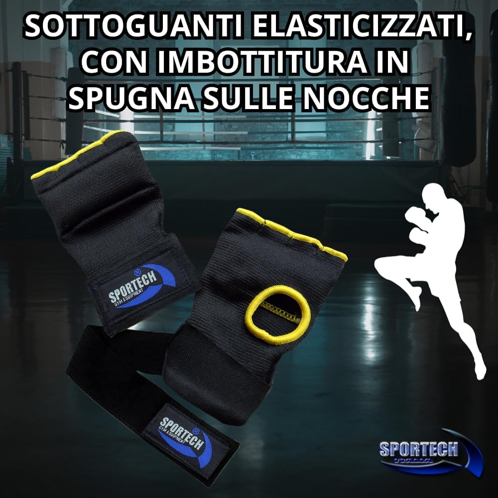 Sportech Italia - Sottoguanti Guantoni Boxe Imbottiti, Polsini Palestra per Bendaggi e Protezione Mani Ideali per Pugilato | Guanti FitBoxe, Allenamento Kickboxing, Muay Thai, MMA - Punto Fitness