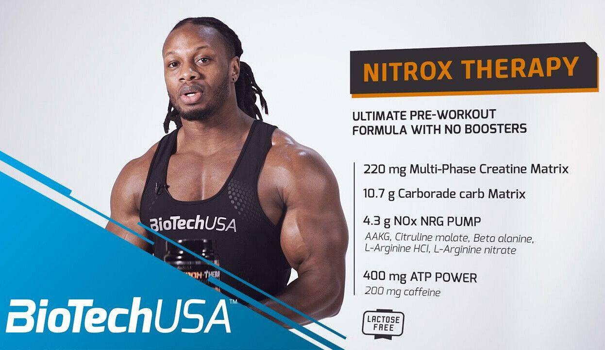 BioTech Nitrox Therapy 340/680g preworkout pre allenamento con creatina bcaa nox - Punto Fitness