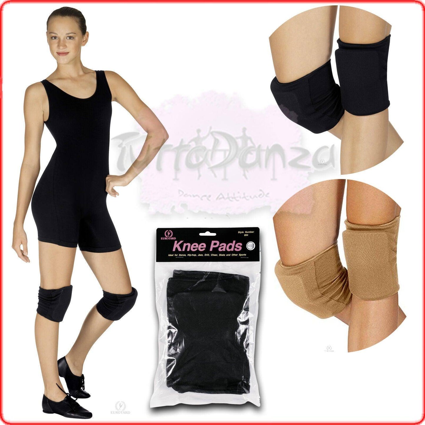 GINOCCHIERE DANZA CLASSICA MODERNA EUROTARD KNEE PADS 994 NERO NUDE MISURE S-M-L - Punto Fitness Potenza