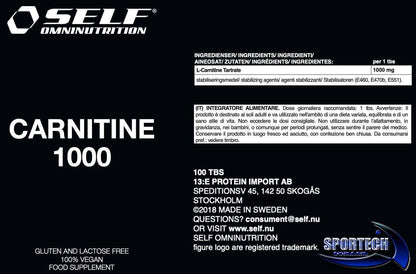 Self Omninutrition CARNITINE 1000 l-carnitina 100 capsule dimagrante bruciagrassi - Punto Fitness Potenza