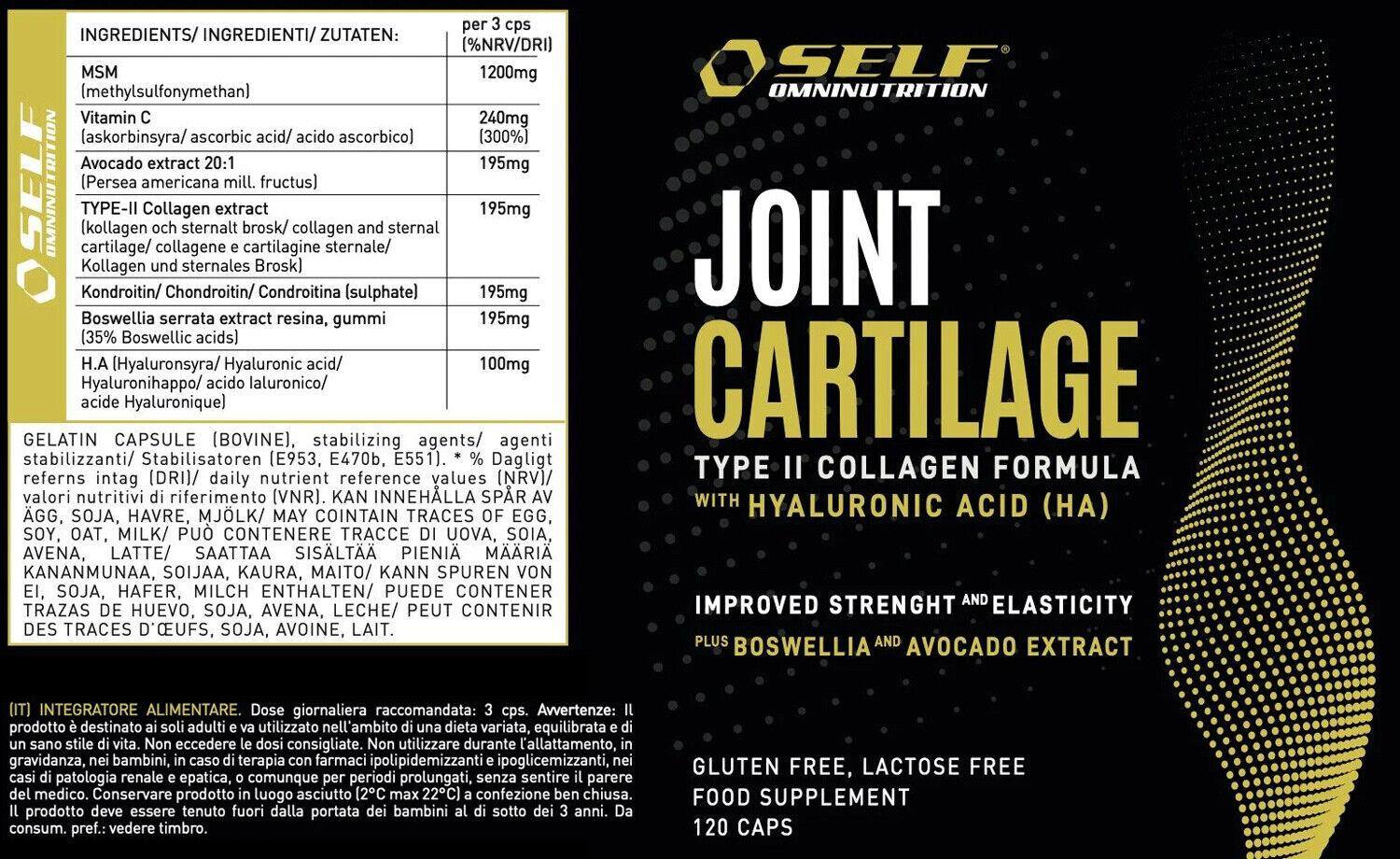 Self Omninutrition - Joint Cartilage riduce infiammazioni aiuta articolazioni tabella nutrizionale - Punto Fitness Potenza