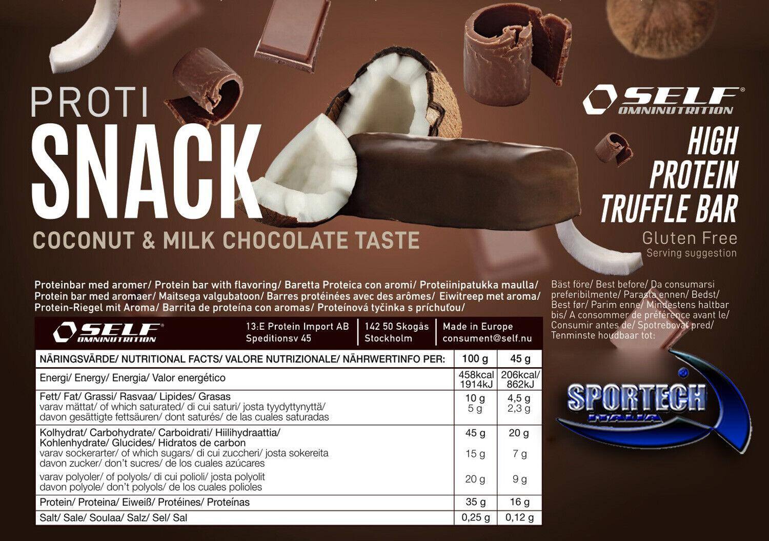 Self Omninutrition - BAR PROTI SNACK 45g barrette proteiche con 16g di proteine senza glutine - Punto Fitness