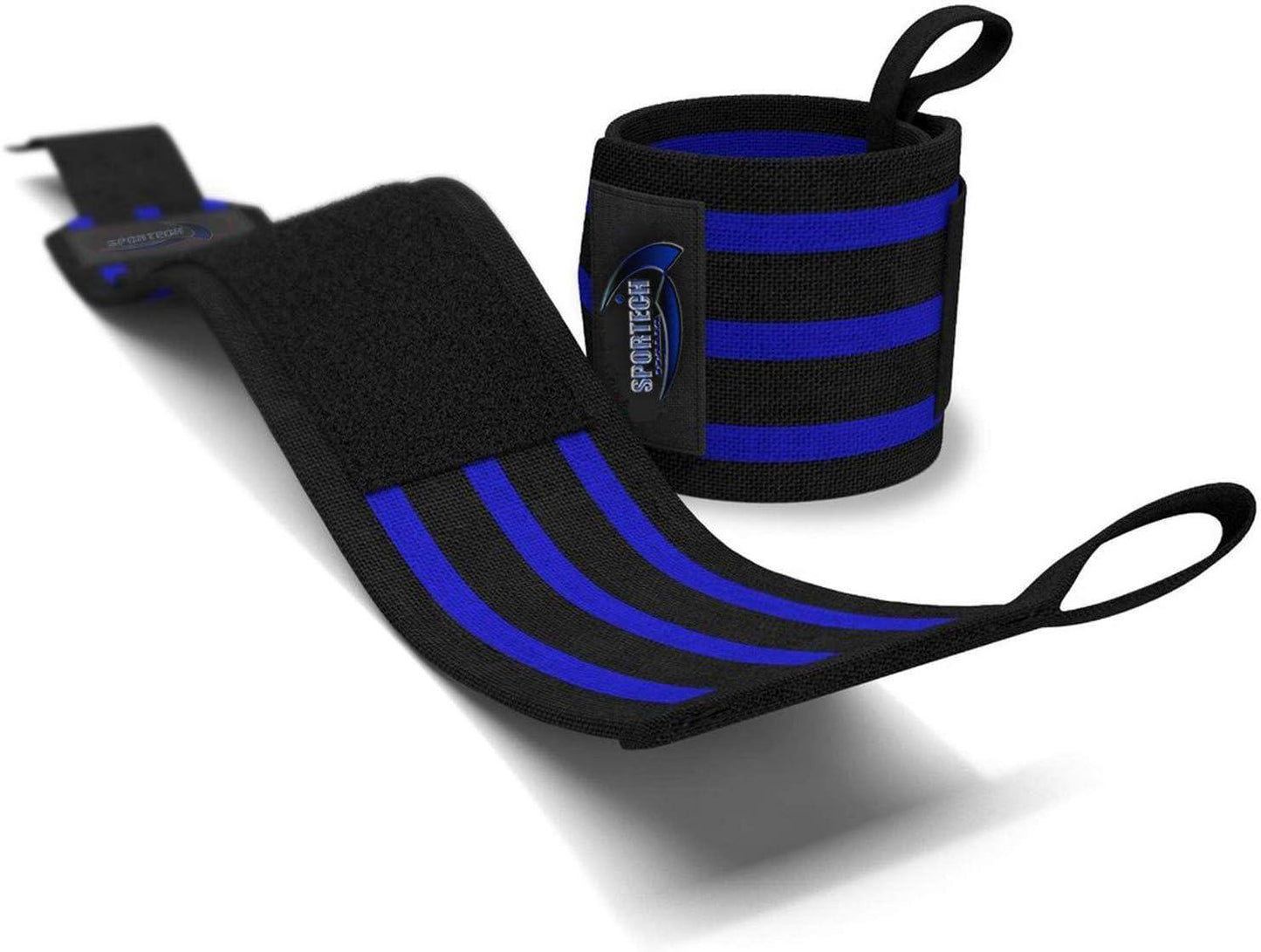 Sportech Italia - Polsiere Palestra Professionali, Polsini Straps Elastici per Grip Sollevamento Pesi, Fasce Strap Ideali per Allenamento, Bodybuilding, Crossfit, Powerlifting - Punto Fitness