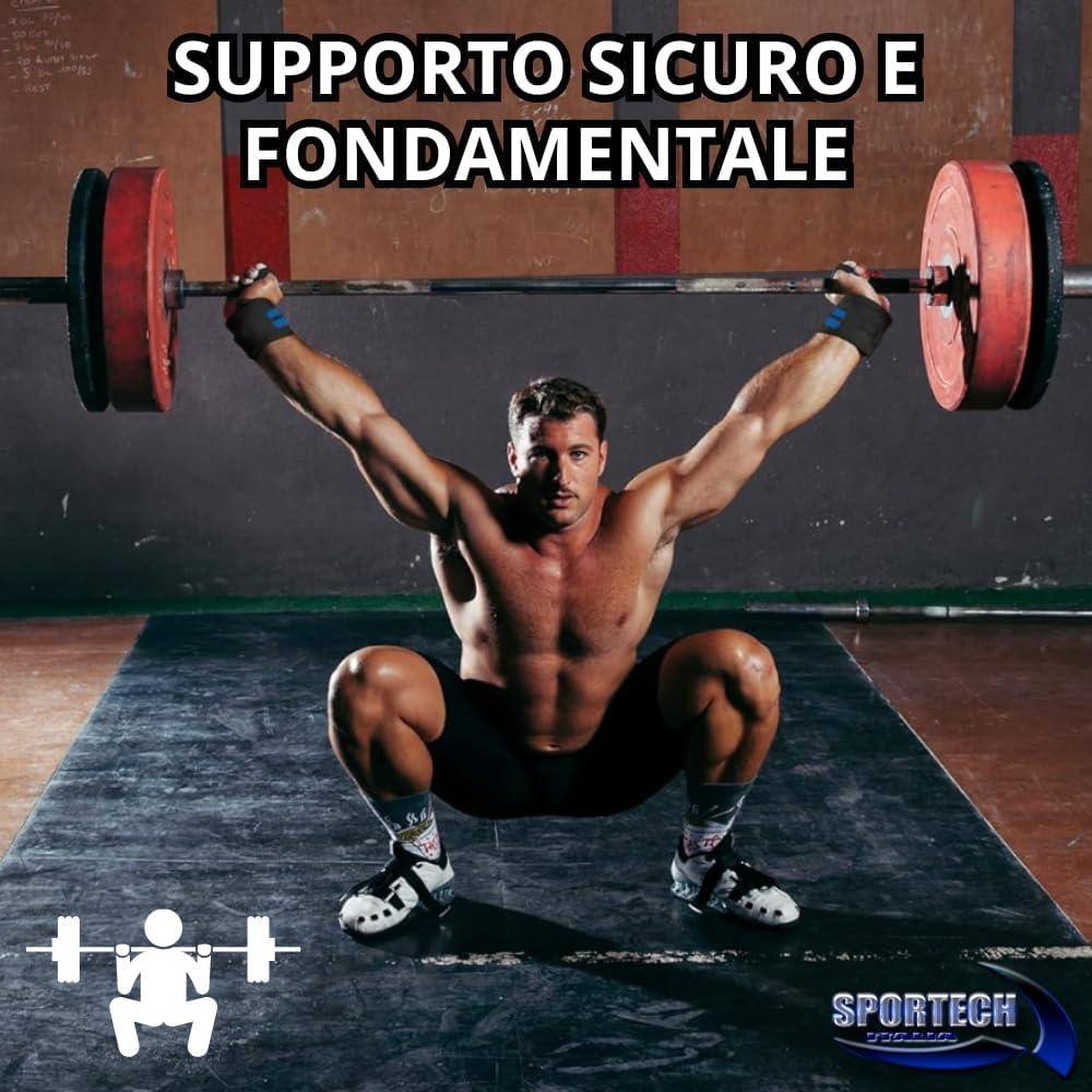 Sportech Italia - Polsiere Palestra Professionali, Polsini Straps Elastici per Grip Sollevamento Pesi, Fasce Strap Ideali per Allenamento, Bodybuilding, Crossfit, Powerlifting - Punto Fitness