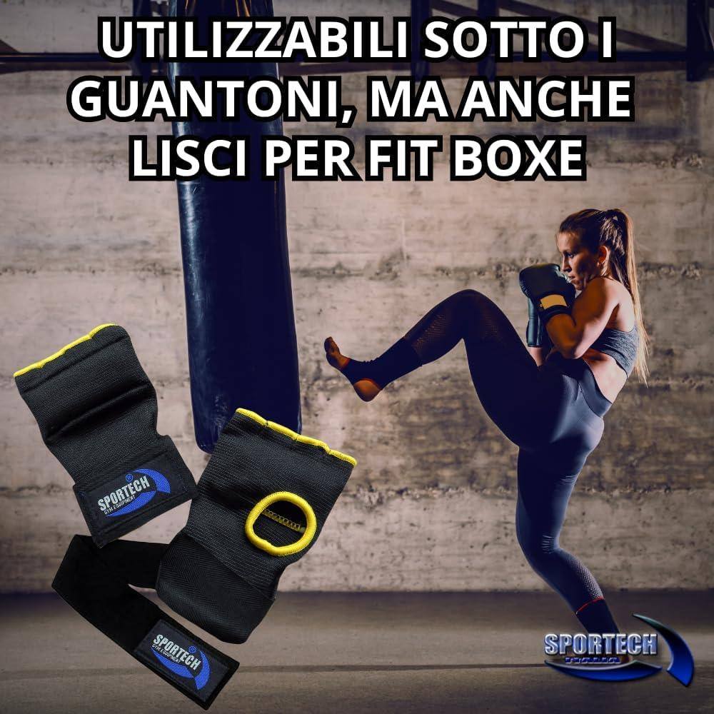 Sportech Italia - Sottoguanti Guantoni Boxe Imbottiti, Polsini Palestra per Bendaggi e Protezione Mani Ideali per Pugilato | Guanti FitBoxe, Allenamento Kickboxing, Muay Thai, MMA - Punto Fitness